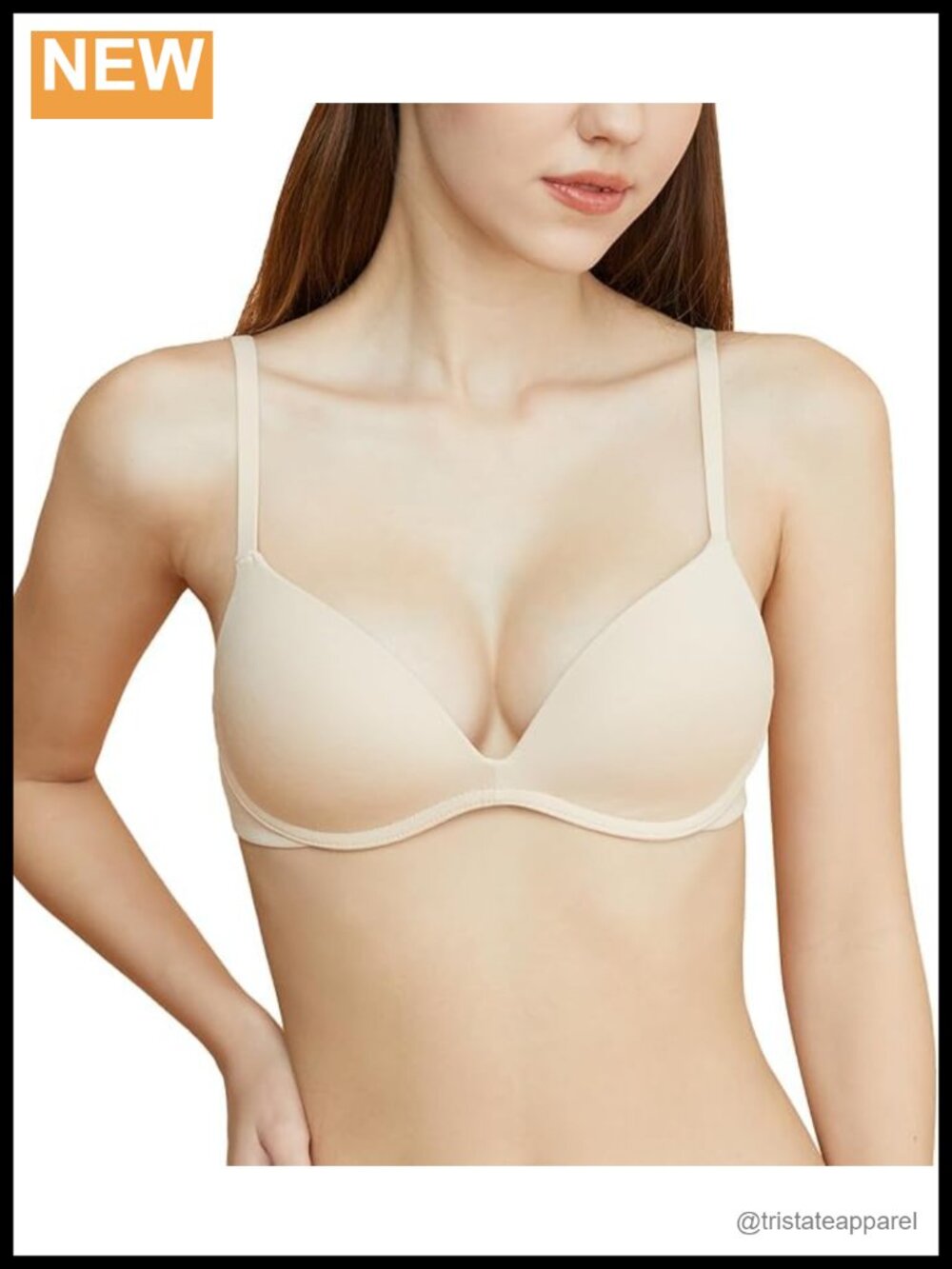 Wireless Push Up Bra Deep V Plunge Padded T-Shirt Bra for Small Bust
